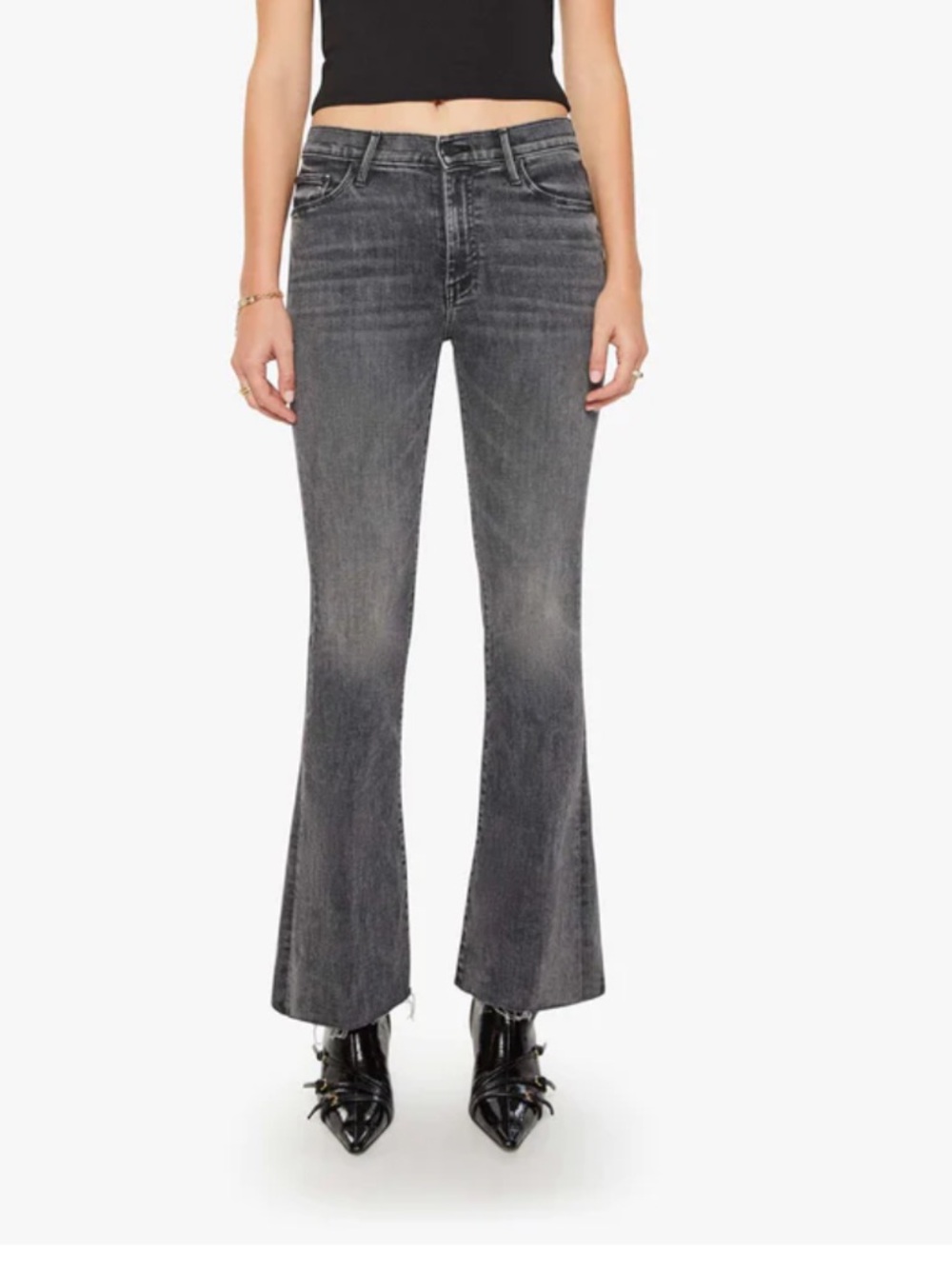 MOTHER The Weekender Fray High-Rise Flare Jeans In Wash Night